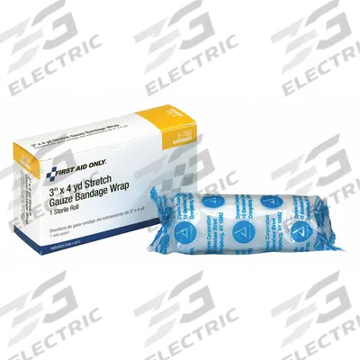 FIRST AID ONLY Stretch Gauze: 4 yd Dressing Lg, 3 in Dressing Wd, Gauze - Conforming Gauze Bandages