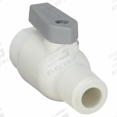 Parker Manual Two-Way Ball Valve: 3/8 in, Polypropylene, Straight, Push x MNPT - NSF 51 Compliant Polypropylene Ball Valves