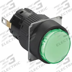 SCHNEIDER ELECTRIC Pilot Light: 16 mm Panel Mounting Hole Dia, LED, Green, XB6E (MPN XB6EAV3BP). Key specifications — Brand: SCHNEIDER.