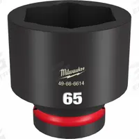 MILWAUKEE Standard Impact Socket: 1 in Drive Size, Metric, 65 mm Socket Size, 6-Point, Std, Friction (MPN 49-66-6614). Key specifications — attr1215501: MILWAUKEE; attr1215515: Black Phosphate; attr1215518: 65 mm.