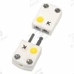 OMEGA Temperature Probe Connectors & Adapters: Plug, For Type K Thermocouple Type, Mini Plug, 2 Pins (MPN SHX-K-M). Key specifications — attr1432251: No Clamp Included; attr1432252: No Write-On Window Included; attr1276097: Plug; attr1276100: Alumel; attr1276082: Mini Plug; attr1276092: OMEGA; attr1276087: Yellow; attr1276088: Ceramic.