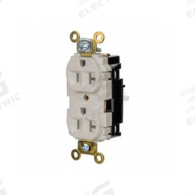 HUBBELL Receptacle: Duplex, 5-20, Light Almond, 125V AC, 20 A, 2 Pole / 3 Wire (MPN HBL5362STLA) - General Purpose Receptacles