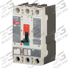 EATON Molded Case Circuit Breaker: 50 A Amps, 65kA at 600V AC, Fixed, ABC, Line/Load Lug, Std, HMCP (MPN HMCP050K2C). Key specifications — Series: HMCP; Max. AIR Rating: 65kA at 600V AC; Instantaneous Trip: Fixed; Phase Connection: ABC; Terminal Connection: Line/Load Lug; Frame Size: 250A/J.