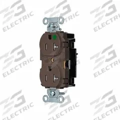 HUBBELL Receptacle: Hospital Grade, Duplex, 5-20R, Brown, 125V AC, 20 A, 2 Pole / 3 Wire (MPN 8300STTR)