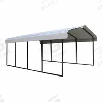 ARROW Carport: 20 ft Overall Lg, 12 ft Overall Wd, 7 ft Overall Ht, Powder Coated, Galvanized Steel (MPN CPH122007). Key specifications — Brand: ARROW; Frame Color: Black; Includes: Hardware; Leg Adjustability: Fixed Legs; Panel Color: Eggshell; Panel Material: Galvanized Steel.
