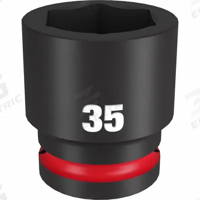 MILWAUKEE Standard Impact Socket: 3/4 in Drive Size, Metric, 35 mm Socket Size, 6-Point - 3/4" Drive Impact Sockets