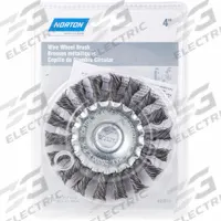 APPROVED VENDOR Wire Wheel Brush: Twisted Steel, 4" Dia x 5/16" Wd, 5/8" Arbor, 0.014" Fill (MPN 66252839011). Key specifications — Brand: APPROVED VENDOR.