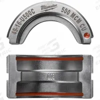 MILWAUKEE Upper and Lower Crimping Die: 500 kcmil, U Style Dies, For Use With 2679-20/49-16-U000 (MPN 49-16-U500C). Key specifications — attr511073: U Style Dies; attr511072: Electrical Wire and Cable Crimping; attr473934: MILWAUKEE; attr511065: M18™ FORCE LOGIC™; attr511069: Brown; attr542116: 500 kcmil; attr511067: 2679-20.