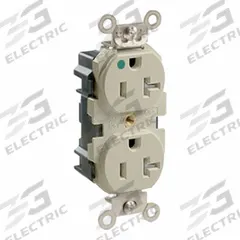 LEVITON Plugs and Receptacles: Hospital Grade, Duplex, 5-20R, Ivory, 125V AC, 20 A, 2 Pole / 3 Wire (MPN M8300-SGI)