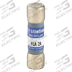 LITTELFUSE Fuse: FLA Series, Midget, Time-Delay, 2 A, 125 V AC, 13/32 in x 1 1/2 in, Indicating (MPN FLA002). Key specifications — Series: FLA; Brand: LITTELFUSE.