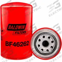 BALDWIN FILTERS Fuel Filter: Spin-On, 6 3/8 in Overall Lg, 3 11/16 in Outside Dia, Diesel Fuel (MPN BF46262). Key specifications — attr1137520: BF46262; attr434022: BALDWIN FILTERS; attr427730: Cellulose; attr427731: High Efficiency Media; attr1017113: Kubota Loaders.