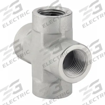 PARKER Metal Pipe Cross: 1 in x 1 in x 1 in x 1 in, 1,800 psi, Steel, 3 1/4 in Lg - Threaded High-Pressure Pipe Fittings