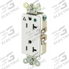 BRYANT Receptacle: Hospital Grade, Decorator Duplex, 5-20R, White, 125V AC, 20 A, 2 Pole / 3 Wire (MPN 9300IGW)
