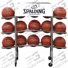 SPALDING Ball Rack: 46 in Overall Lg, 10 in Overall Wd, 42 in Overall Ht, Steel, Silver (MPN 411-602)