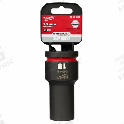 MILWAUKEE Deep Impact Socket: 3/4 in Drive Size, Metric, 19 mm Socket Size, 6-Point - 3/4" Drive Impact Sockets