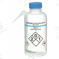 APPROVED VENDOR Wash Bottle: 500 mL, Bleach/Sodium Hypochlorite, Blue, Wide, Integrated Spout Spout (MPN 24J895). Key specifications — Closure Color: Blue; Vented/Nonvented: Vented; Body Color: White; Brand: APPROVED VENDOR; Imprinting Group: Specific Chemicals.