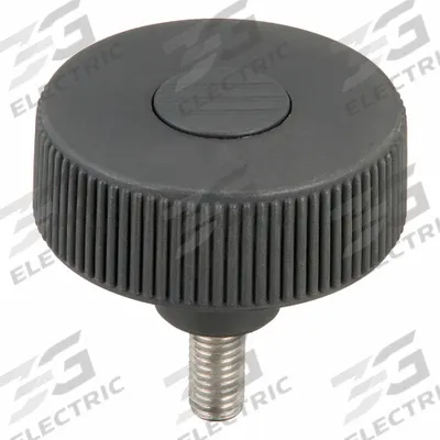 KIPP Hand Knob: Knurled, Plastic w/ SS Thread, M10 Thread, 20 mm Thread Lg, 63 mm Dia - Knurled Knobs with Threaded Stud