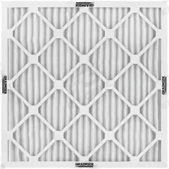 GRAINGER Pleated Air Filter: 24 in x 24 in x 1 in, MERV 8, High Strength (MPN 495J20). Key specifications — Media Material: Synthetic; Brand: GRAINGER; Frame or Header Material: Beverage Board.