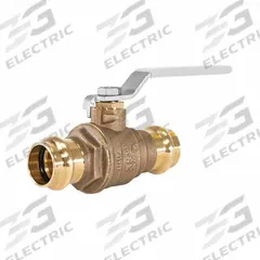 JOMAR VALVE Manual Two-Way Ball Valve: 1 1/2 in, Brass, Straight, Press x Press, Full Port Ball Port (MPN 100-207SSG). Key specifications — Brand: JOMAR VALVE; Handle: Locking Lever.