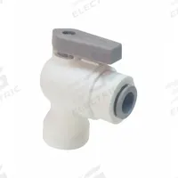PARKER Manual Two-Way Ball Valve: 1/8 in, Polypropylene, Angle, Push x FNPT, One-Piece, Lever (MPN LFPP4VFE2). Key specifications — Brand: PARKER; Handle: Lever.