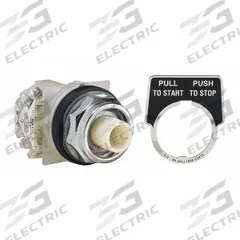 SCHNEIDER Mushroom Head Push Button: Non-Illuminated, Mushroom Head Profile, Metallic, 30 mm, SPDT (MPN 9001KR9H13). Key specifications — Brand: SCHNEIDER; Action: Maintained; Series: 9001K; Push Button Material Type: Metallic.