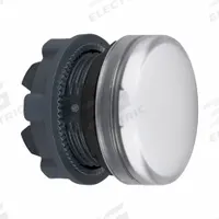 SCHNEIDER ELECTRIC Pilot Light Head: 22 mm Panel Mounting Hole Dia, White, Smooth, XB5 Series (MPN ZB5AV01). Key specifications — Brand: SCHNEIDER; Compatible Lamp Module Type: BA9 Lamp Module; Compatible with Series: XB5.