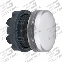 SCHNEIDER ELECTRIC Pilot Light Head: 22 mm Panel Mounting Hole Dia, White, Smooth, XB5 Series (MPN ZB5AV01). Key specifications — Brand: SCHNEIDER; Compatible Lamp Module Type: BA9 Lamp Module; Compatible with Series: XB5.