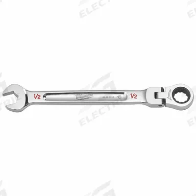 MILWAUKEE Combination Wrench: Chrome Vanadium Steel, Chrome, 1/2 in Head Size - SAE 12-Point Ratcheting Combination Wrenches