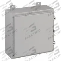 WIEGMANN Enclosure: Steel, 30 in x 30 in x 8 in, NEMA 12/13, Solid Cover, Hinged (MPN N12303008). Key specifications — Brand: WIEGMANN; Closure Method: Clamps; Knockouts: Not Included.
