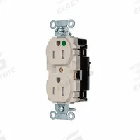 HUBBELL Receptacle: Hospital Grade, Duplex, 5-15R, Light Almond, 125V AC, 15 A, 2 Pole / 3 Wire (MPN 8200STLATR)