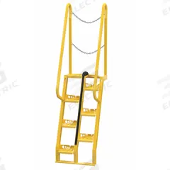 VESTIL Alternating Tread Stairs: 7.5 ft Overall Ht, Steel, 350 lb Load Capacity, Perforated, 7 Steps (MPN ATS-4-68). Key specifications — Color: Yellow; Brand: VESTIL.