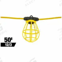 SOUTHWIRE String Light: Bulb Dependent, Corded, String Light, 50 ft Power Cord Lg, 120V AC, Eye Hole (MPN 7538SW). Key specifications — attr564215: Straight Blade; attr564191: Metal; attr564187: No; attr564159: SOUTHWIRE; attr564165: SJTW; attr564166: 12 AWG; attr564190: String Light; attr564196: Bulb Dependent.