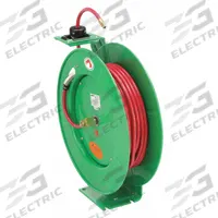 Spring Return Hose Reel: 50 ft (1/4 in I.D.), 1/4 in MNPT, 300 psi Max Op Pressure, Brass, Green (MPN 6WA69). Key specifications — Reel Color: Green; Hose Capacity: 50 ft (1/4 in I.D.); Overall Dimensions: 20-5/8 in L x 8-7/16 in W x 22-1/2 in H; Swivel Material: Brass; Hose End Configuration: 1/4 in MNPT; Brand: SPEEDAIRE.
