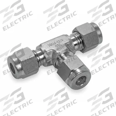 HAM-LET Compression Tee Fitting: 14 mm OD x 14 mm OD x 14 mm OD Fitting Size - Double-Ferrule Stainless Steel Fittings