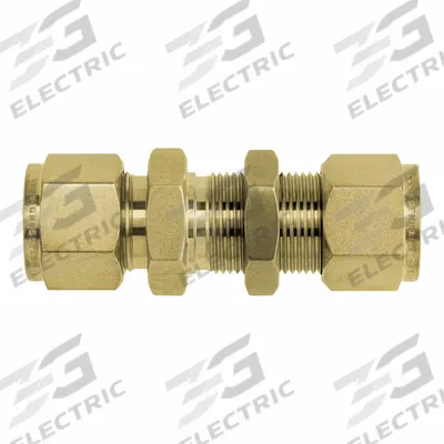 BRENNAN INDUSTRIES Compression Fitting Union: 5/16 in OD x 5/16 in OD Size, Tube x Tube - Clean & Bagged Double-Ferrule Brass Compression Fittings