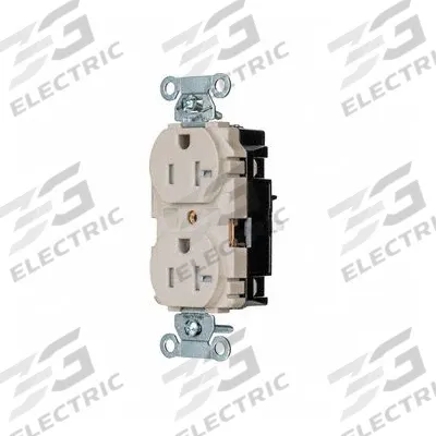 HUBBELL Receptacle: Duplex, 5-20, Light Almond, 125V AC, 20 A, 2 Pole / 3 Wire (MPN BR20STLATR) - General Purpose Receptacles