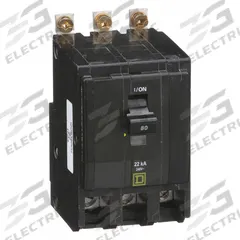 SQUARE D Miniature Circuit Breaker: 80 A, 120/240V AC, Three Phase, 22kA at 120/240V AC, 3 Poles (MPN QOB380VH). Key specifications — Phase: Three; Amps: 80 A; AC Voltage Rating: 120/240V AC; Max. AIR Rating: 22kA at 120/240V AC; For Use With: Square D NQOD Panelboards; Brand: SQUARE D.