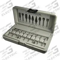 CLE-LINE Carbide Bur Set: 1/8" Shank, Single Cut, 1/4" Head Dia, 9 pc (MPN C17761). Key specifications — Trade Number: SG-51; Brand: CLE-LINE.