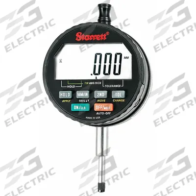 STARRETT Digital Indicator: 0 in to 0.6 in /0 mm to 15 mm, Inch/Metric, +/- 0.0002 in Accuracy - Digital Indicators with Non-Removable Flat Back
