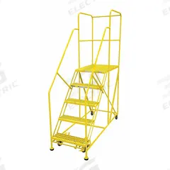 COTTERMAN Work Platform: 4.2 ft Platform Ht - Max, 24 in x 60 in, Steel, 800 lb Load Capacity (MPN 5WP2460RA3B4B8AC2P6). Key specifications — Folding: Not Foldable; Mobility: Rolling; Components Included: Rubber Foot Pads; Use Location: Indoor; Brand: COTTERMAN; Color: Yellow; Height Adjustability: Fixed Height; Includes Handrails: Handrails Included.
