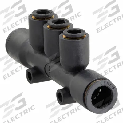 LEGRIS Push-Fit Tee Fitting: 6 mm OD x 4 mm OD Size, Polymer, 74 mm Overall Lg - Nylon & Nickel-Plated Brass Tube Fittings
