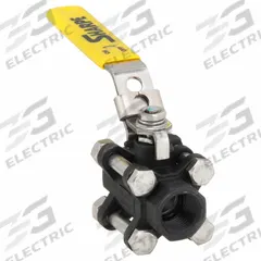SHARPE Manual Two-Way Ball Valve: 1/2 in, Carbon Steel, Straight, FNPT x FNPT, Full Port Ball Port (MPN 4351002280). Key specifications — Brand: SHARPE; Seat Material: Polymer; Handle: Locking Lever.
