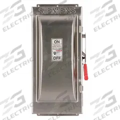SIEMENS Safety Switch: Fusible, 100 A, Single Phase, 240V AC, 304 Stainless Steel, Indoor/Outdoor (MPN HF223S). Key specifications — Brand: SIEMENS.