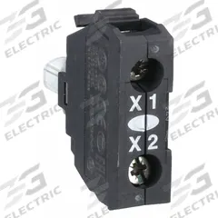 SCHNEIDER ELECTRIC Lamp Module: 22 mm Size, White, LED, 120 V AC Rating, No Transformer (MPN ZBVBG1). Key specifications — Compatible Operator: Selector Switch; Compatible with Series: XB4; Terminal Connection Type: Screw Clamp Terminals; Brand: SCHNEIDER; Manufacturer Part Number: ZBVBG1; Includes Bulb: Bulb Included.