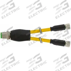 MURRELEKTRONIK Cordset: M12 Male Straight X (2) M8 Female Straight, PVC, Yellow, 0.6 m Cable Lg (MPN 7000-40821-0100060). Key specifications — Cable Jacket Color: Yellow; IP Rating: IP65; Wire Size: 0.25 sq mm; Brand: MURRELEKTRONIK.