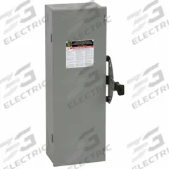 SQUARE D Safety Switch: Non-Fusible, 30 A, Three Phase, 240V AC, Galvanized Steel, Indoor (MPN DTU321). Key specifications — attr867131: SQUARE D.