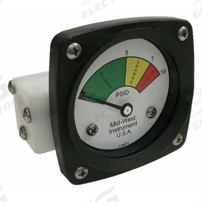 MIDWEST INSTRUMENT 3-Color Differential Pressure Indicator: 1,000 psig Max - Differential Pressure Indicators