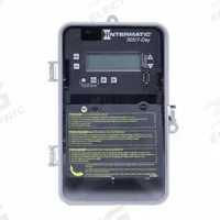 INTERMATIC Electronic Timer: 7 day, Not Astronomic, 120-277V AC, DPST/SPST, Digital (MPN ET2725C). Key specifications — Body Material: Metal; Indoor/Outdoor Usage: Indoor; Astronomic Functionality: Not Astronomic; Mounting Style: Surface; Brand: INTERMATIC.