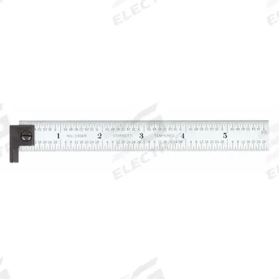 STARRETT Steel Rule: CH604R-6, 6 in, 0.05 in Thick, 1/64 in, Chrome, Black, Rigid - Steel Rulers