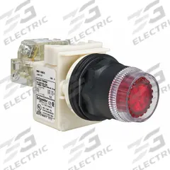 SCHNEIDER Illuminated Push Button: Illuminated, Flush Profile, Non-Metallic, 30 mm, SPDT (MPN 9001SK1L35RH13). Key specifications — Brand: SCHNEIDER; Action: Momentary; Series: 9001SK; Push Button Material Type: Non-Metallic.
